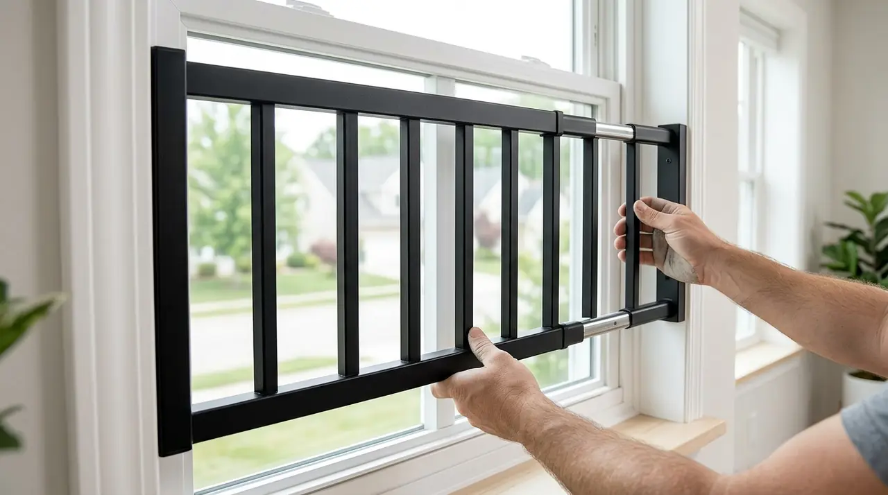 Adjustable window guard installa