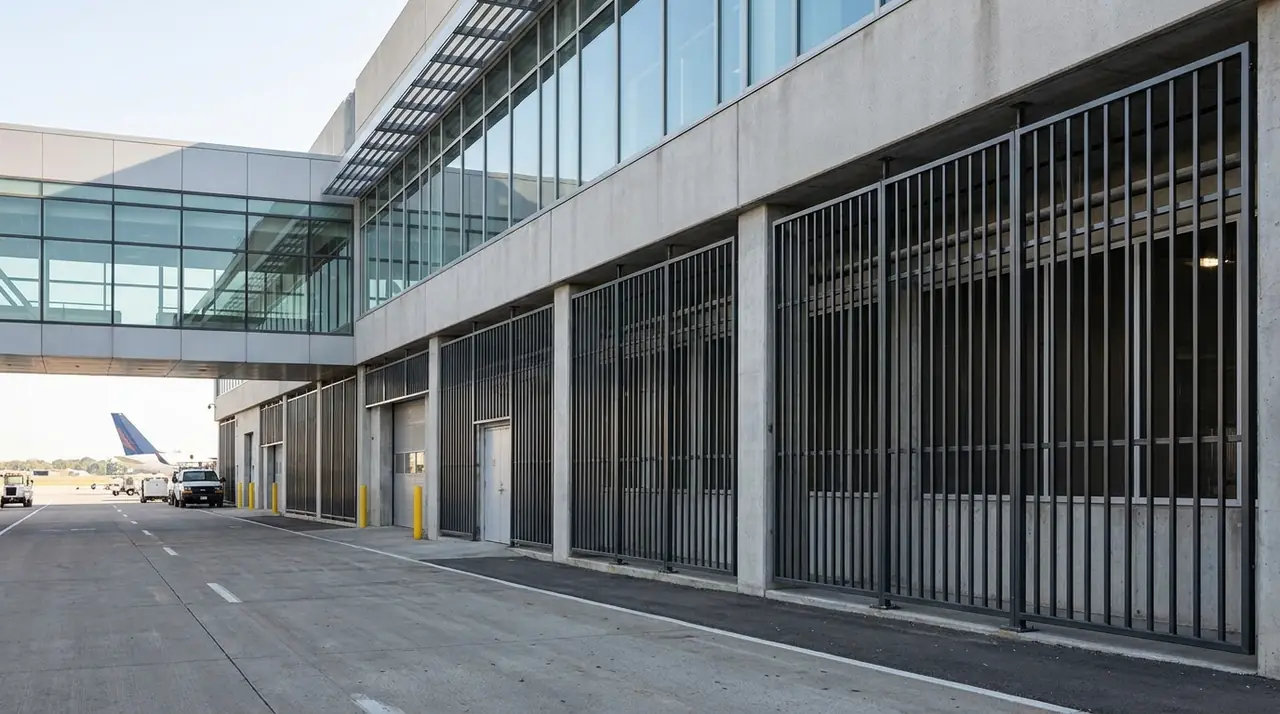 Airport security bars exterior