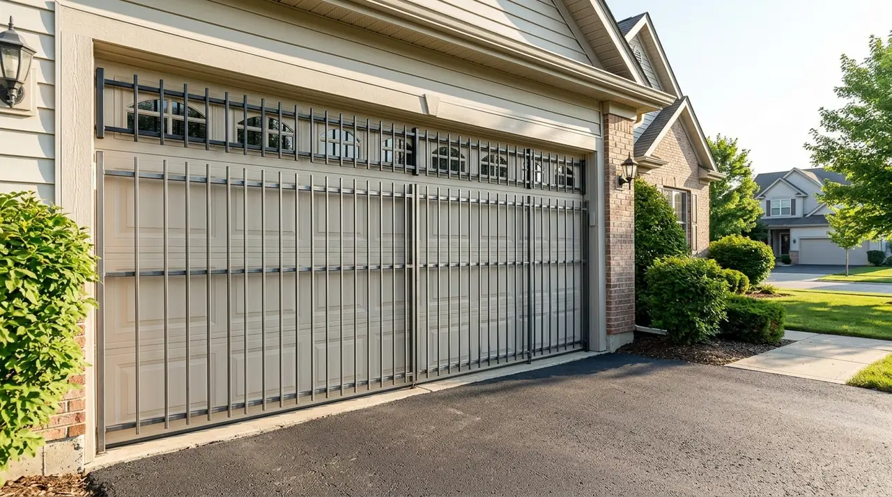 American garage with security bars