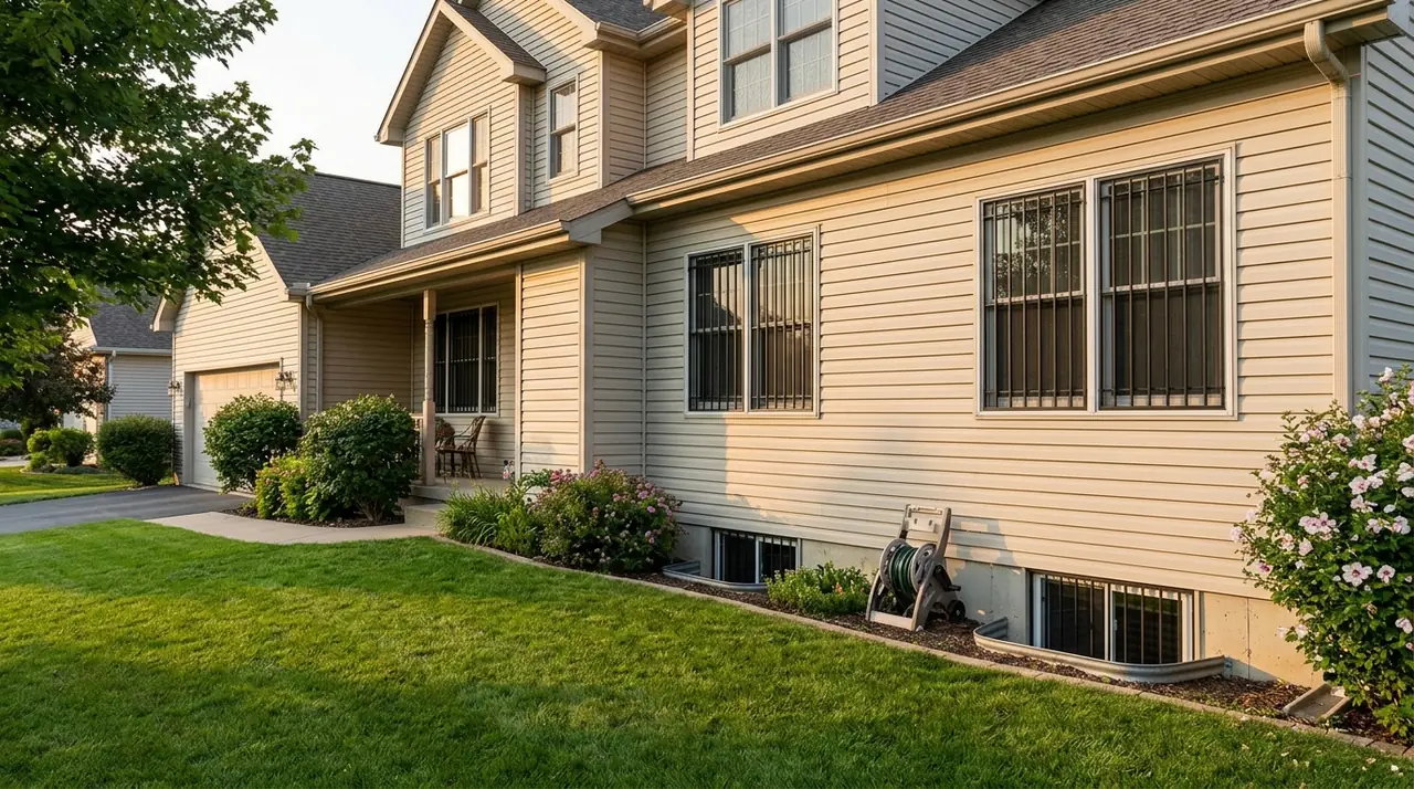 American home with window bars