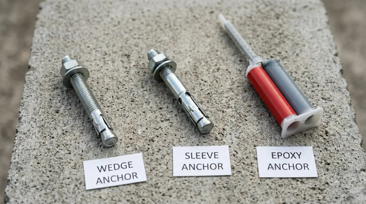 Anchor bolt types on concrete