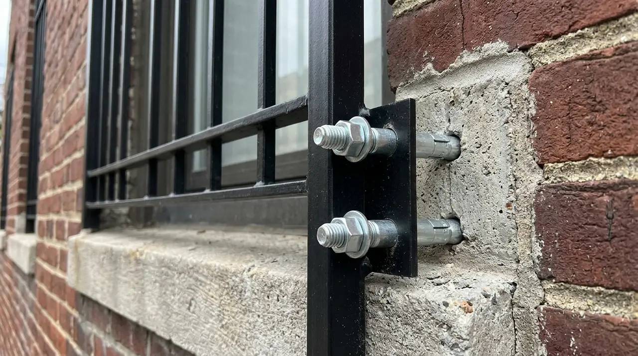 Anchor bolts securing window bars