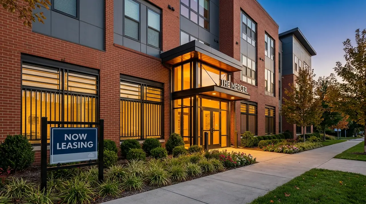 Apartment building entrance with
