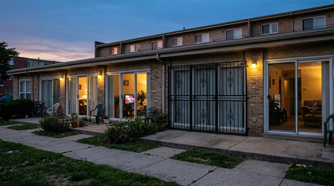 Apartment doors with security bars