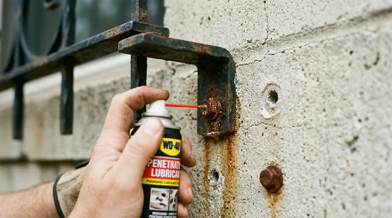 Applying lubricant to stuck screws