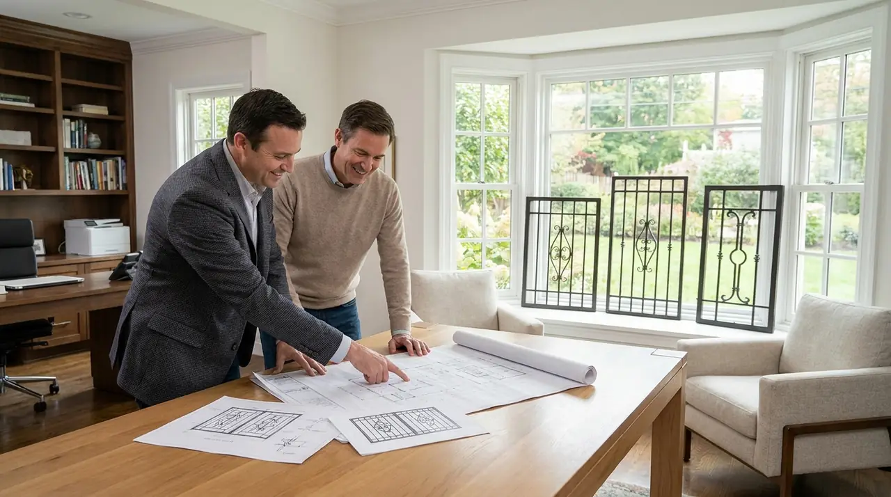 Architect homeowner reviewing se