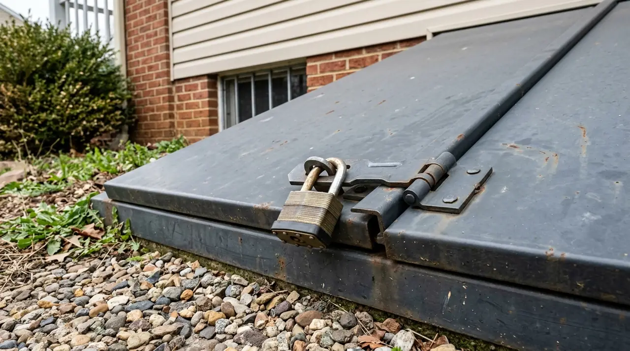 Basement cellar door security pa