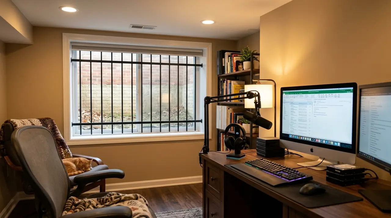 Basement home office security bars