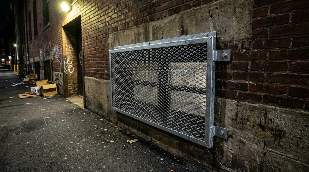 Basement window protected metal