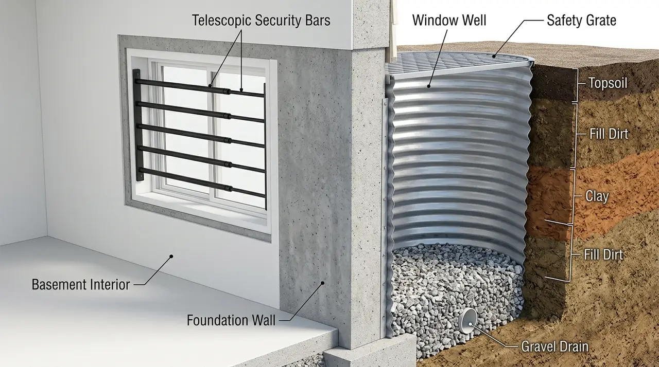 Basement window security bars cr