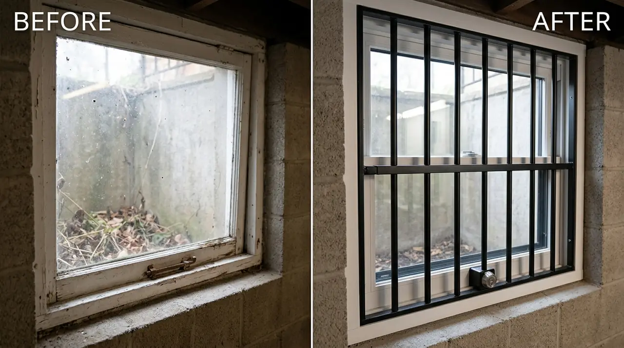 Basement window security upgrade