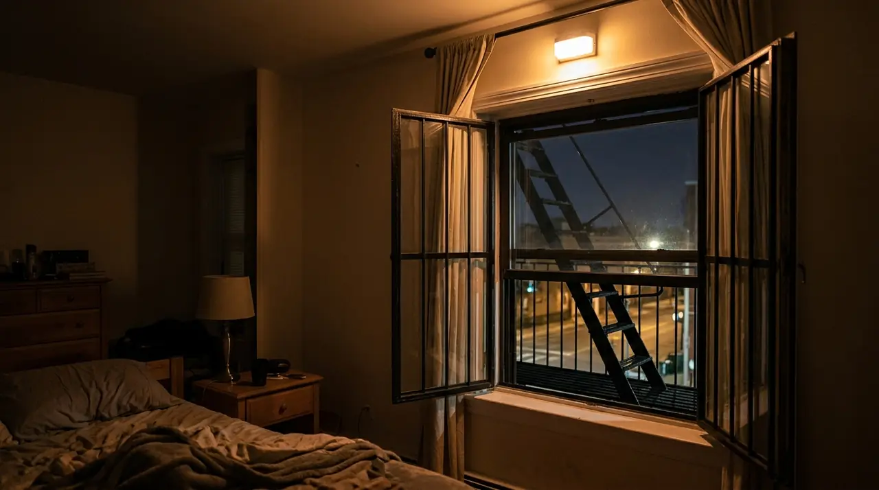 Bedroom window bars open egress
