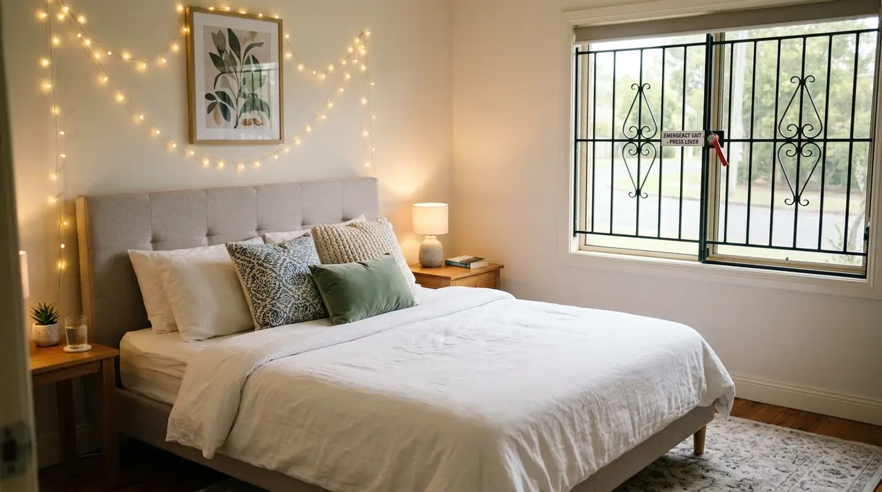 Bedroom with security bars