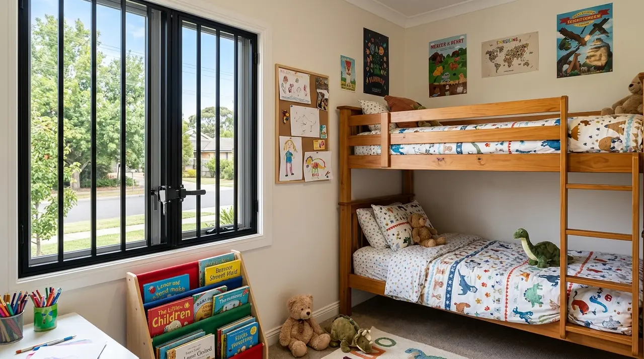 Children bedroom with security bars
