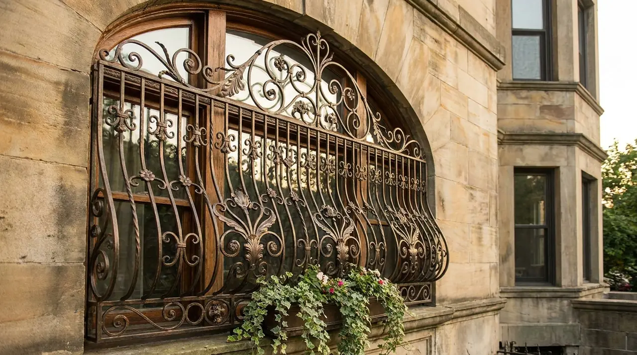 Decorative security bars on window