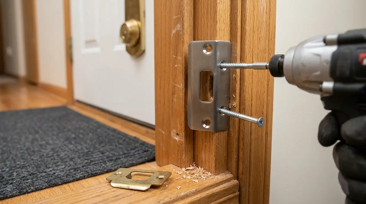 Door frame reinforcement strike