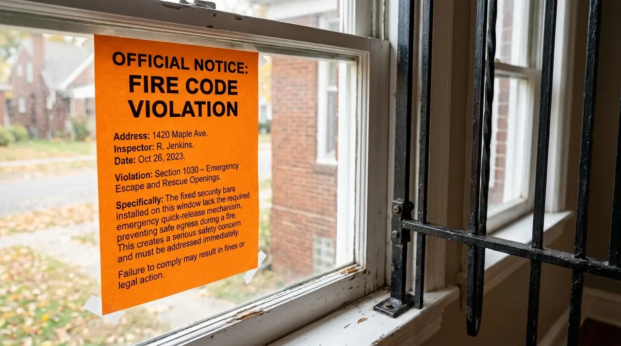 Fire code violation notice windo