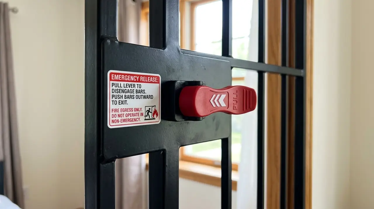 Fire safety lever on window