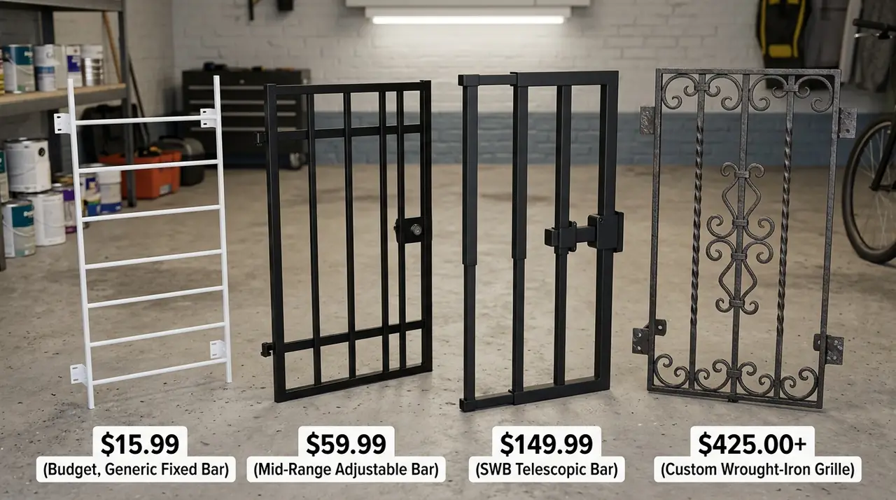 Four window security bar tiers