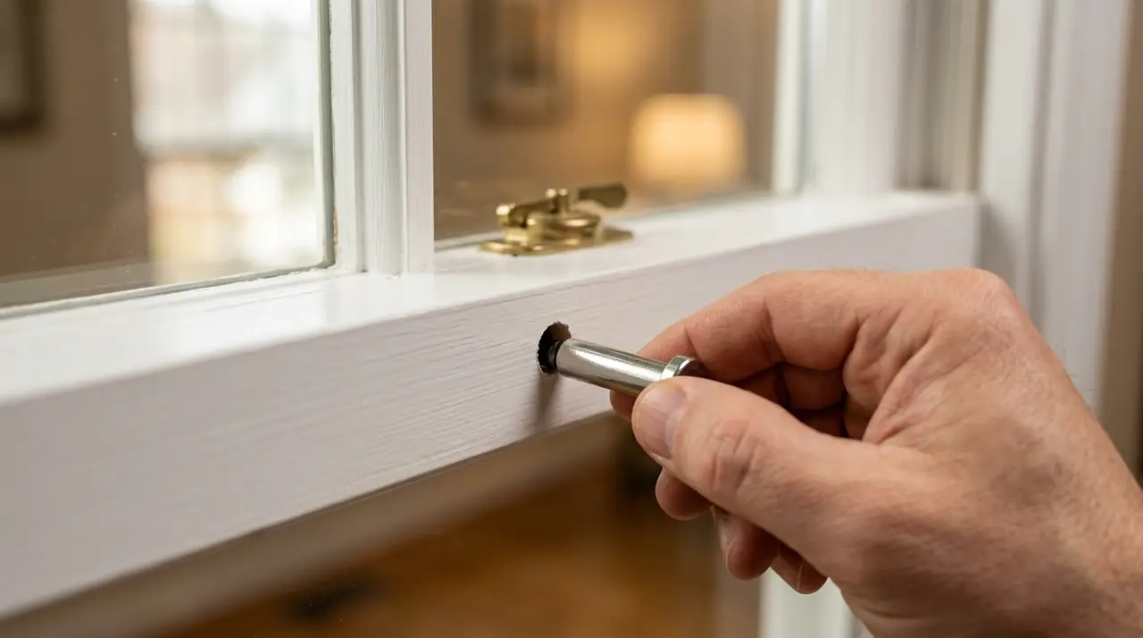 Hand installing security pin window