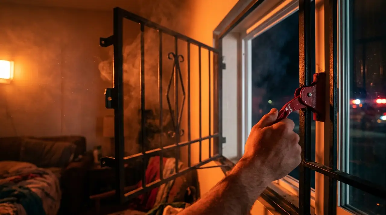Hand pulling egress window lever