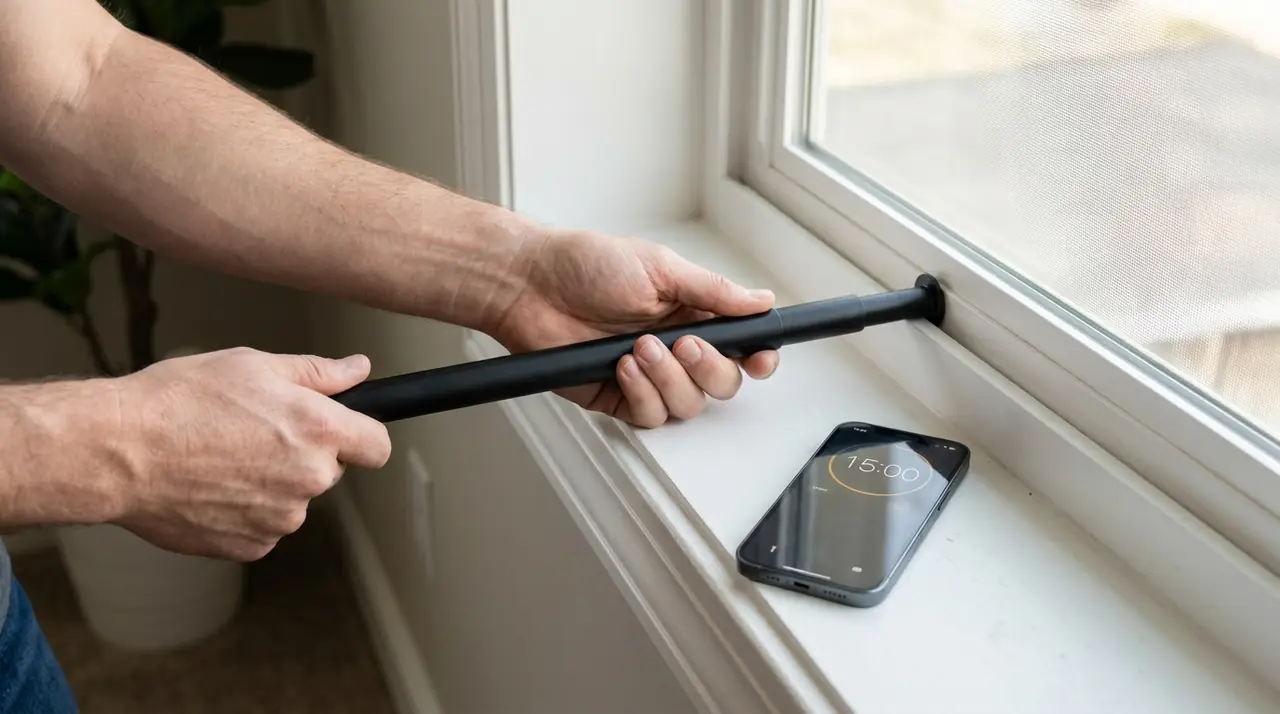 Hands installing window security