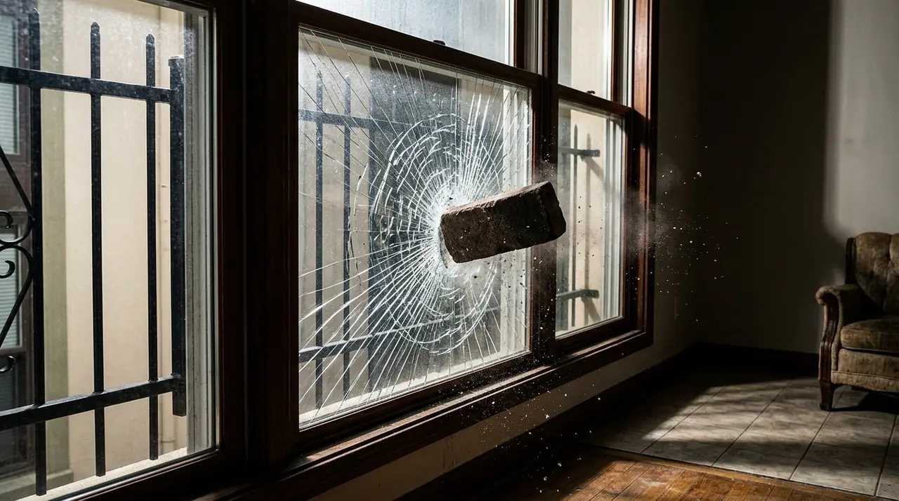 Heavy object striking window