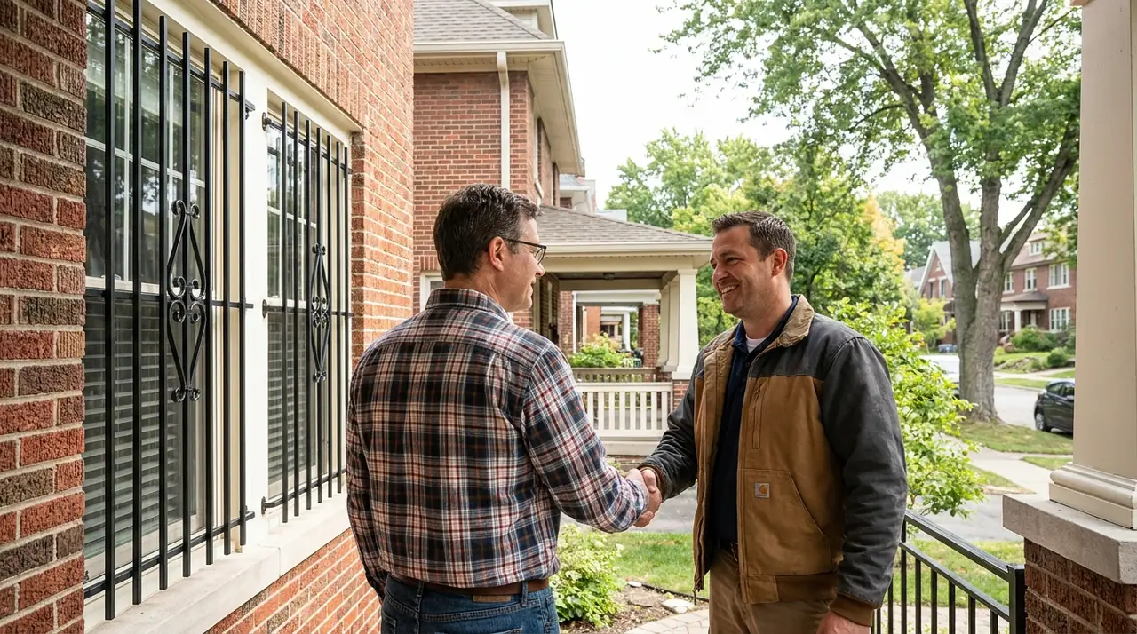 Homeowner shaking hands installer