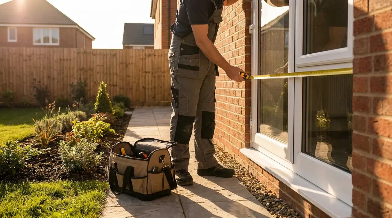 Installer measuring window frame