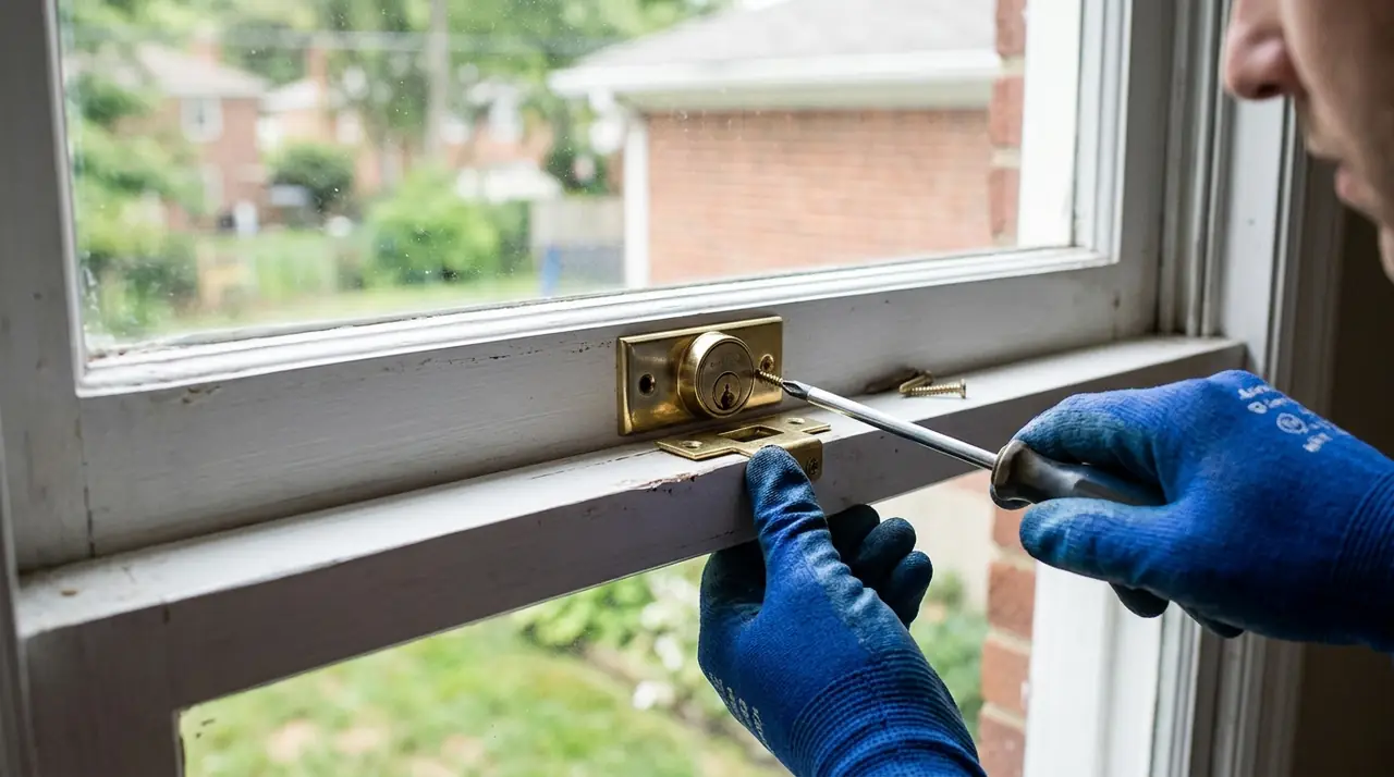 Installing window lock with scre