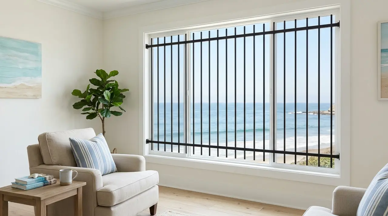 Interior security bars coastal home