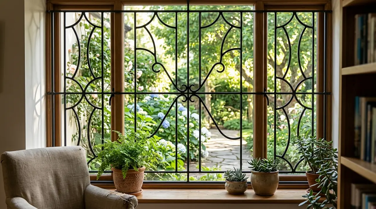 Interior view through security bars