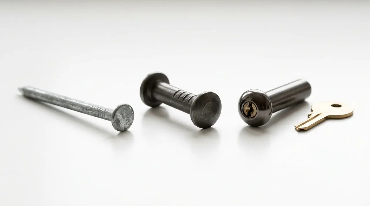 Nail security pin keyed pin