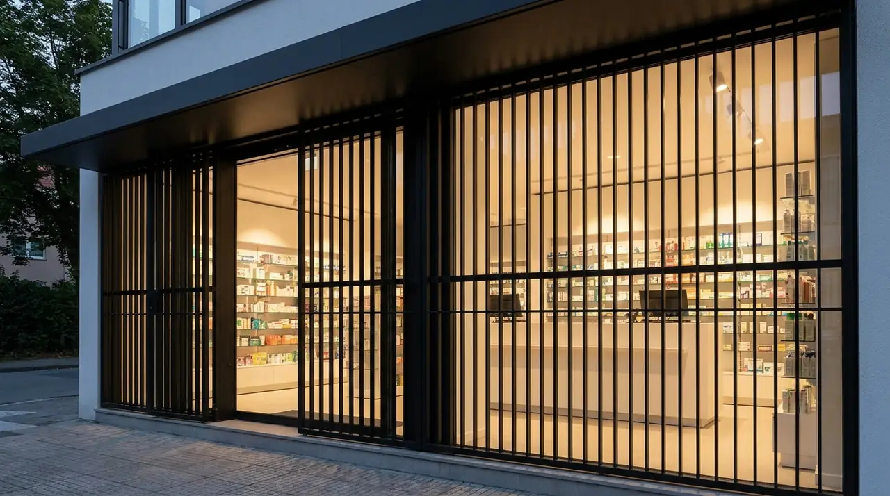 Pharmacy storefront security gri