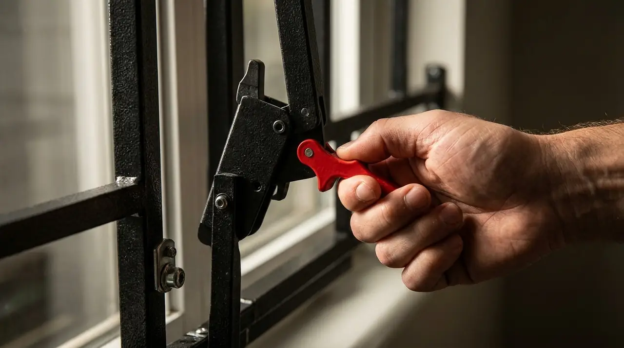 Quick release lever on window bar