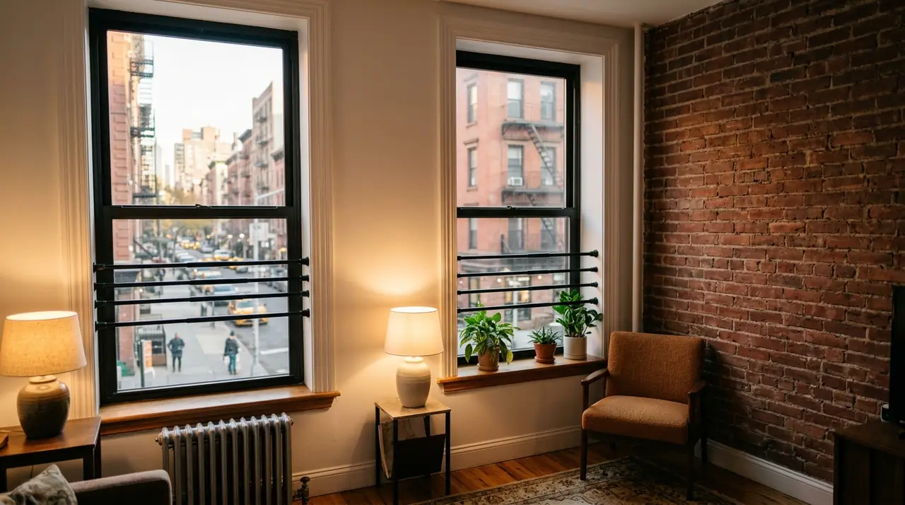 Renter friendly security bars in