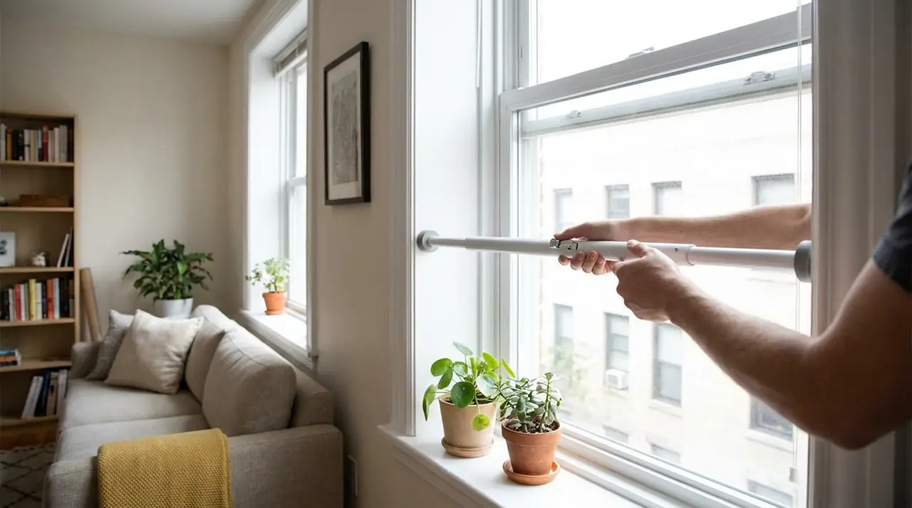 Renter installing removable wind