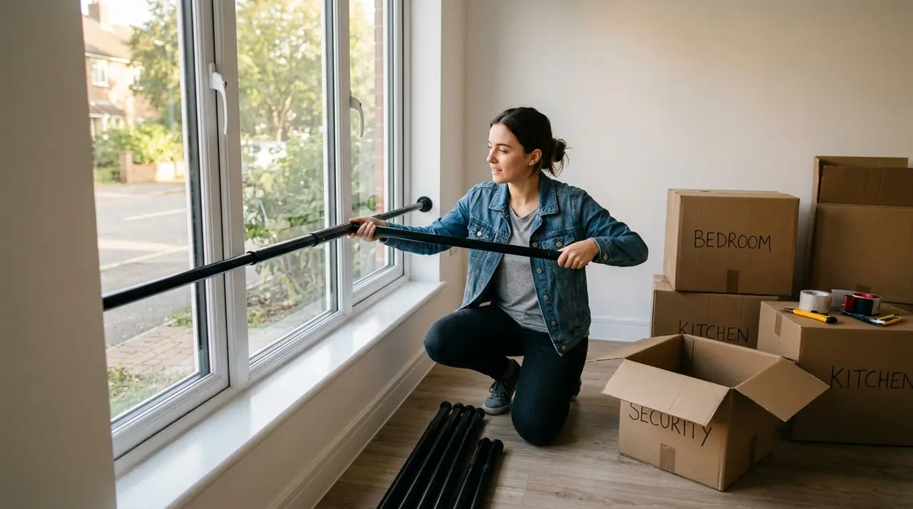Renter installing window bars ap