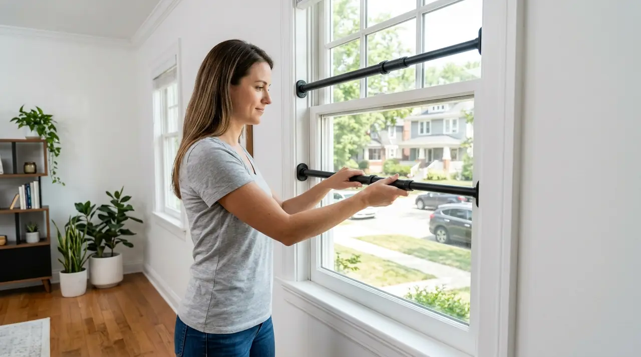 Renter installing window securit