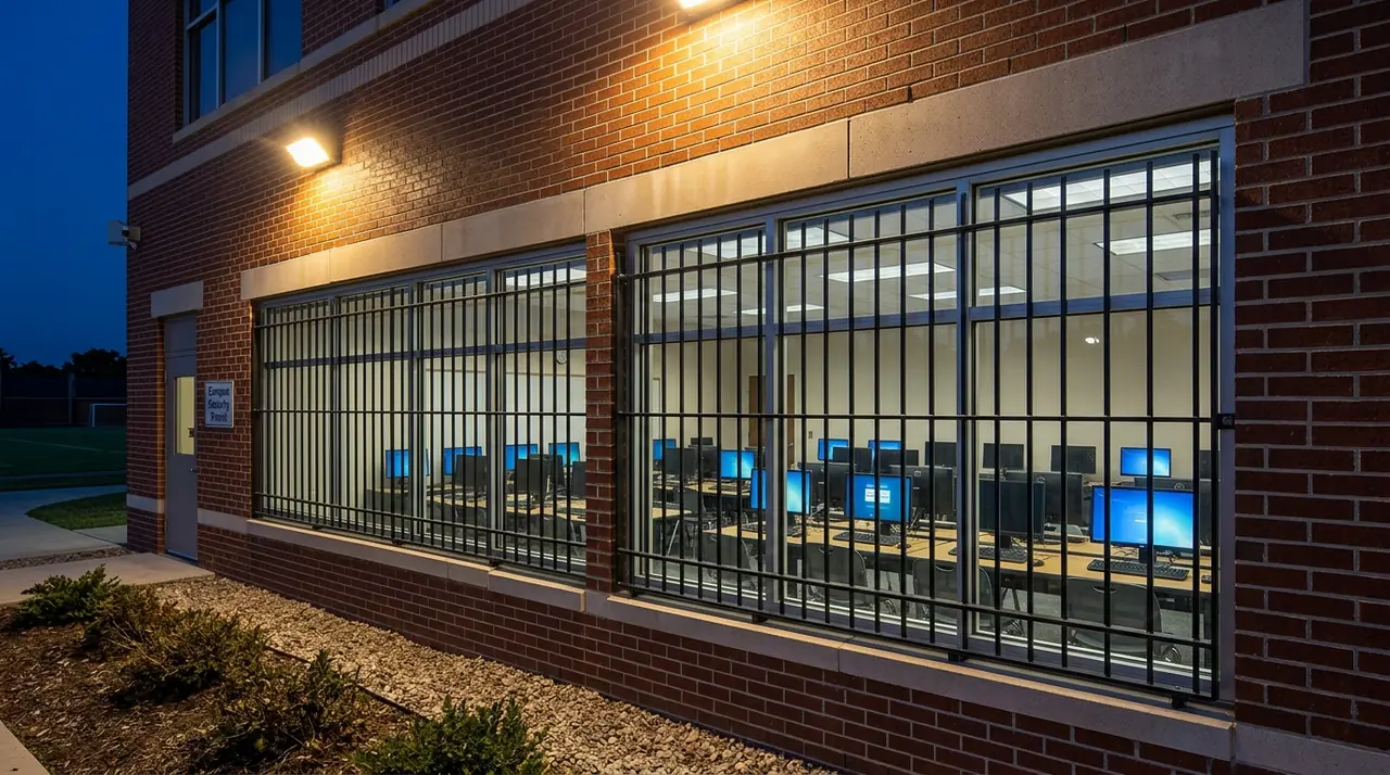 School windows protected by bars