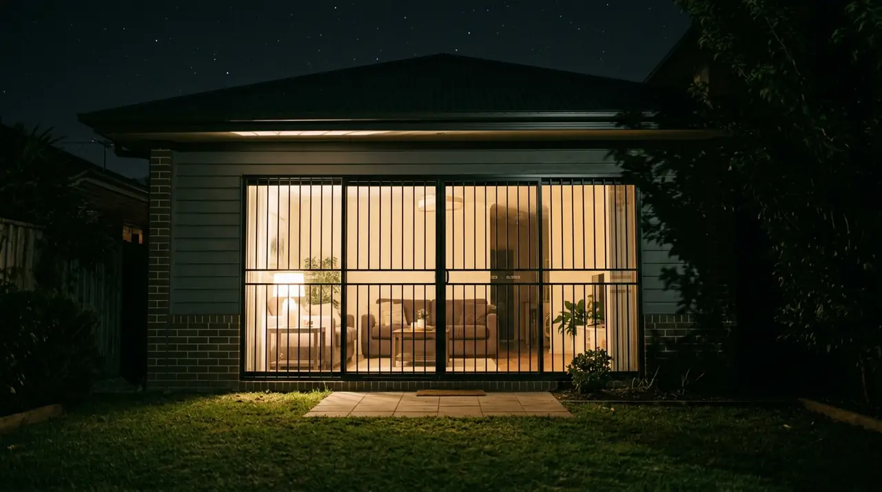 Security bars on glass door