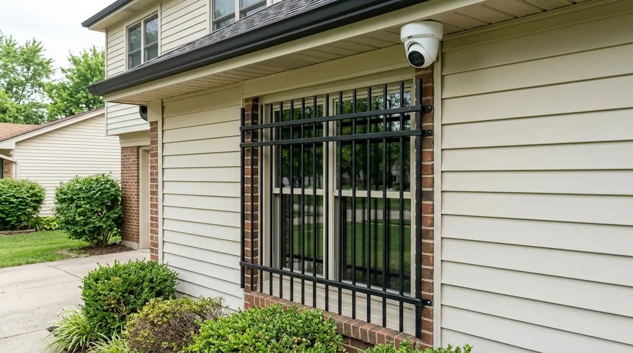 Security camera and burglar bars