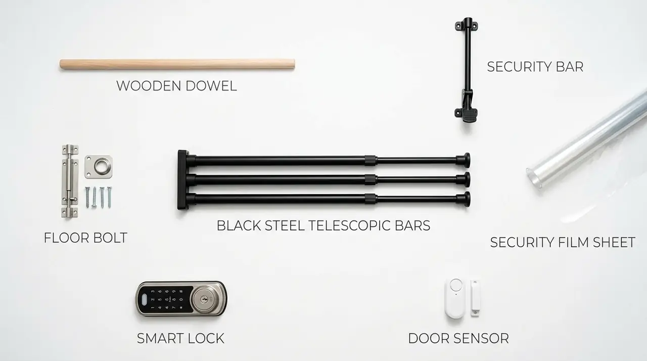 Seven sliding door security methods