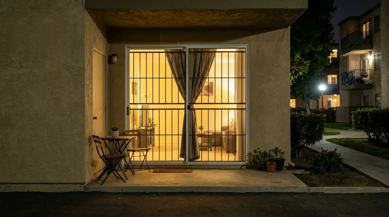Sliding door security bars night