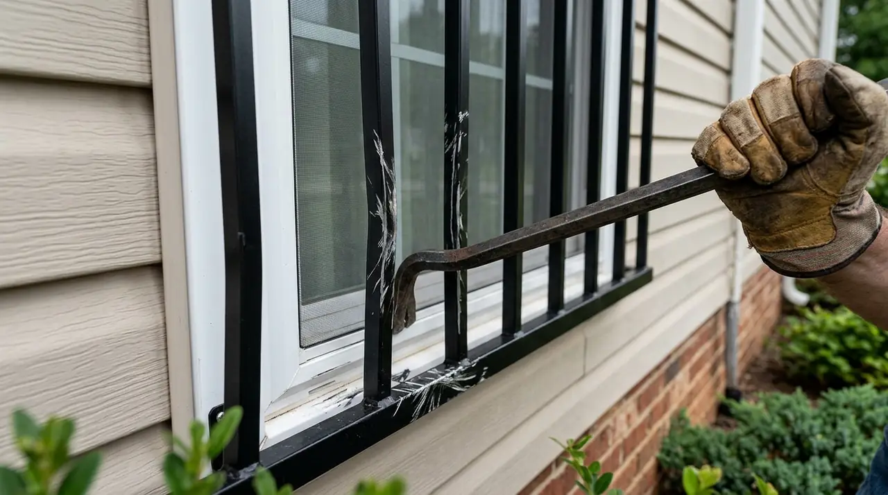 Steel bars resisting forced entry