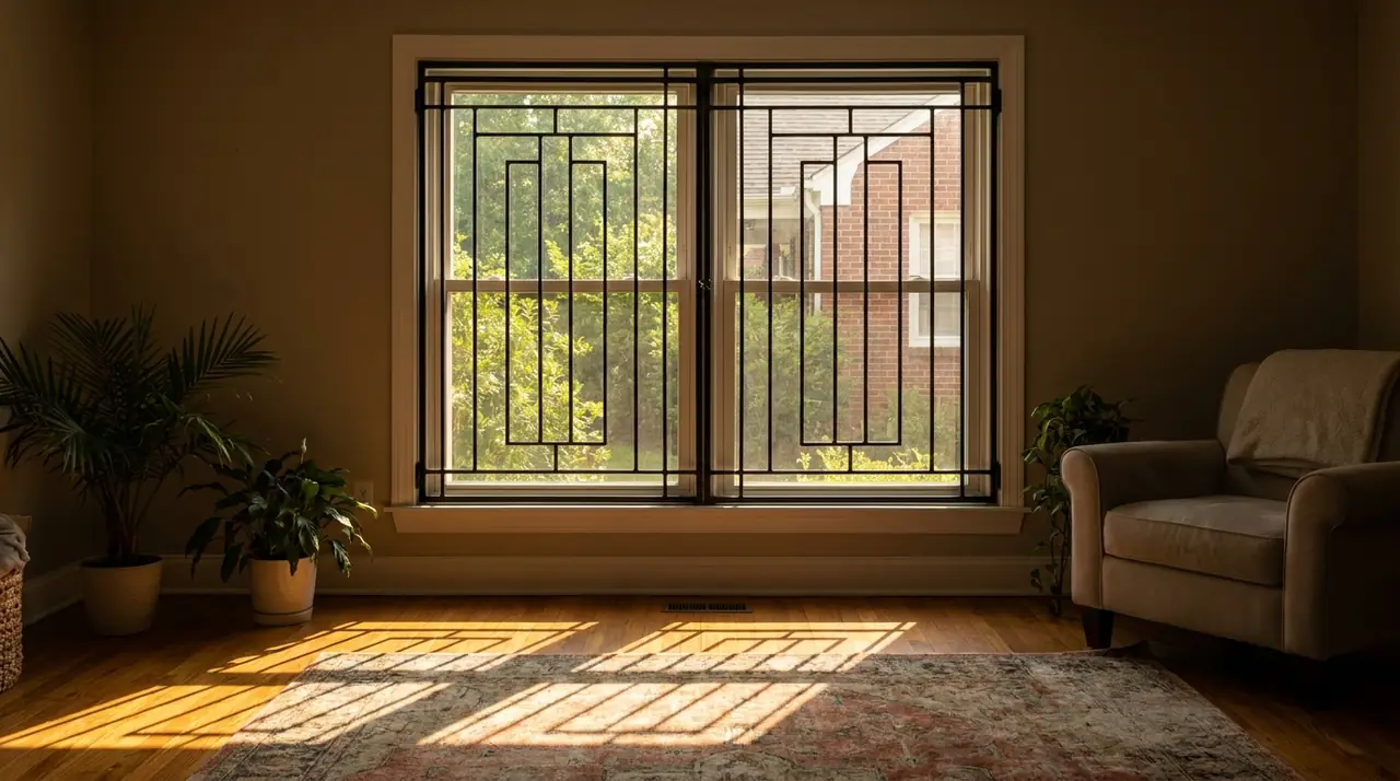 Steel security bars on window