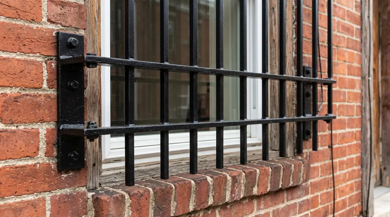 Steel security window bars exterior