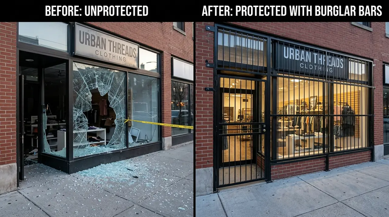 Storefront security bars prevent
