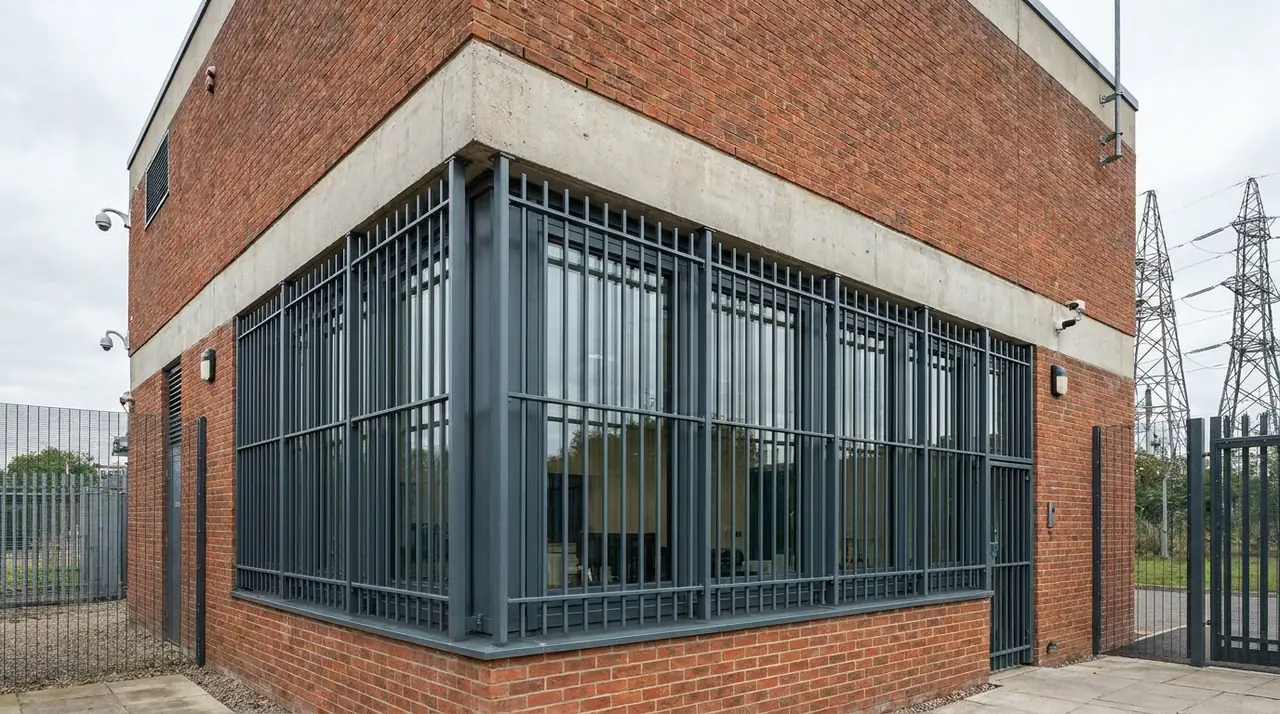Utility building steel window bars