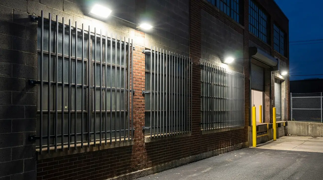 Warehouse windows with steel bars